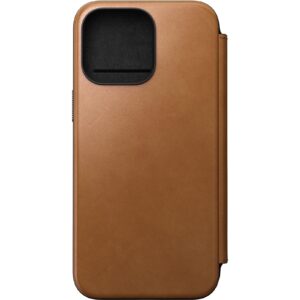 Nomad Book Cover Modern Leather Folio iPhone 15 Pro Max Beige