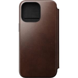 Nomad Modern Horween Leather Folio iPhone 15 Pro Max Rostbraun