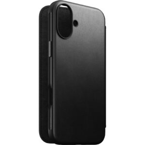 Nomad Book Cover Modern Leather iPhone 16 Plus Schwarz