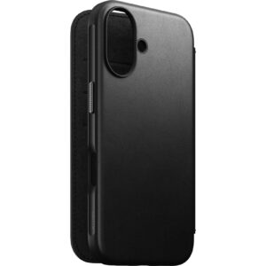 Nomad Book Cover Modern Leather iPhone 16 Schwarz